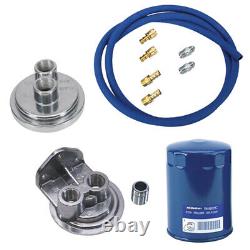 Remote Oil Filter Relocation Kit, Vertical Port, Fits Small Block Chevy