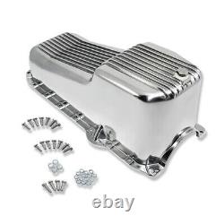 Retro Finned Polished Aluminum Oil Pan For 80-85 Small Block Chevy 305 350 5.7
