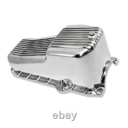 Retro Finned Polished Aluminum Oil Pan For 80-85 Small Block Chevy 305 350 5.7