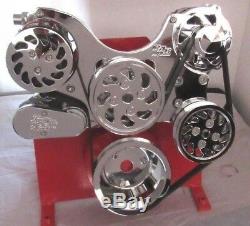 SBC 327 350 383 Polished Serpentine Kit WithAC Small Block Chevy FREE PWR STR TANK