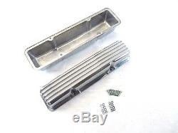 SBC 350/383 Chevy Aluminum Tall Finned Valve Cover WithO Hole Polished BPE-2007