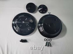 SBC 350 Chevy Small Block Black Aluminum Pulley Kit Long Water Pump LWP with Bolts