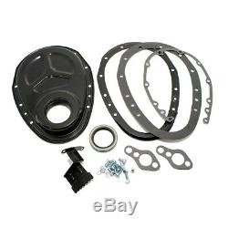 SBC Chevy 2 Piece EDP Black Timing Chain Cover 305 327 350 400 Small Block