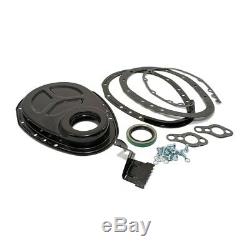 SBC Chevy 2 Piece EDP Black Timing Chain Cover 305 327 350 400 Small Block