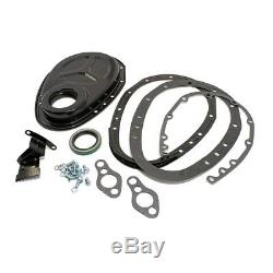 SBC Chevy 2 Piece EDP Black Timing Chain Cover 305 327 350 400 Small Block