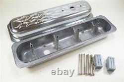 SBC Chevy 305 350 Vortec Center Bolt Polish Flame Aluminum Valve Cover stock