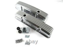 SBC Chevy 350/383 Short Retro Style Finned Valve Cover Aluminum E41002P