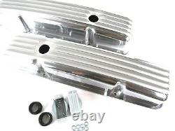 SBC Chevy 350/383 Short Retro Style Finned Valve Cover Aluminum E41002P