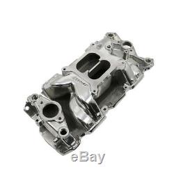 SBC Chevy 350 400 Polished Dual Plane Air Gap Aluminum High Rise Intake Manifold