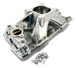 SBC Chevy 350 400 Polished High Rise Aluminum Single Plane Intake Manifold