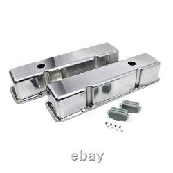SBC Chevy 350 Polished Cast Aluminum Valve Covers Tall Smooth Top 305 327 400