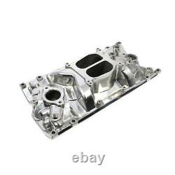 SBC Chevy Dual Plane Polished Aluminum Intake Manifold for Vortec 350 Heads