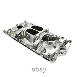 SBC Chevy Dual Plane Polished Aluminum Intake Manifold for Vortec 350 Heads