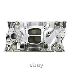 SBC Chevy Dual Plane Polished Aluminum Intake Manifold for Vortec 350 Heads