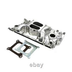 SBC Chevy Dual Plane Polished Aluminum Intake Manifold for Vortec 350 Heads