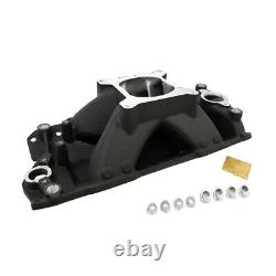 SBC Chevy High Rise Black Aluminum Intake Manifold 350 400 Single Plane Modified