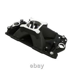 SBC Chevy High Rise Black Aluminum Intake Manifold 350 400 Single Plane Modified