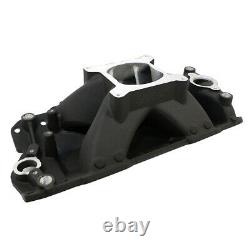 SBC Chevy High Rise Black Aluminum Intake Manifold 350 400 Single Plane Modified