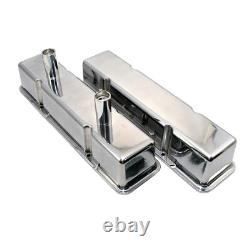 SBC Chevy Polished Tall Aluminum Circle Track Valve Covers 350 400 Small Block