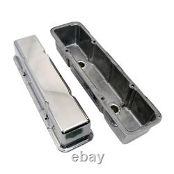 SBC Chevy Polished Tall Aluminum Circle Track Valve Covers 350 400 Small Block