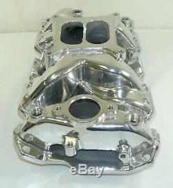 SBC Chevy Small Block Chevy Polished Aluminum Dual Plane Air-Gap Intake 350 400