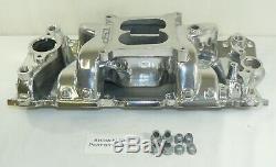 SBC Chevy Small Block Chevy Polished Aluminum Dual Plane Air-Gap Intake 350 400