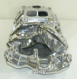 SBC Chevy Small Block Chevy Polished Aluminum Dual Plane Air-Gap Intake 350 400