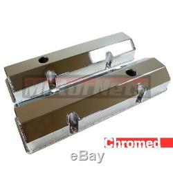 SBC Chrome Fabricate Aluminum Valve Cover Tall Breather Gasket Small Block Chevy