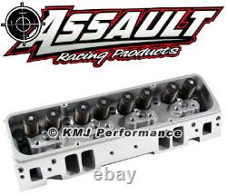 SBC Complete Aluminum Cylinder Heads Straight Plug 205cc. 550 Springs 3/8 Studs