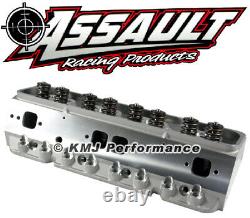 SBC Complete Aluminum Cylinder Heads Straight Plug 205cc. 550 Springs 3/8 Studs