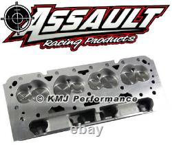 SBC Complete Aluminum Cylinder Heads Straight Plug 205cc. 550 Springs 3/8 Studs