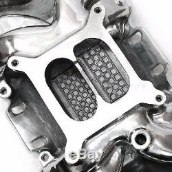 SBC Polished Aluminum Intake Dual Plane 1500-6500 327,350,383 Open Plenum Design