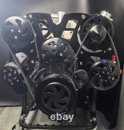 SBC Serpentine Pulley Conversion Kit Small Block Chevy ALT PS A/C 350 383 BLACK