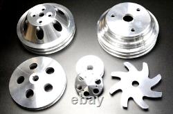 SBC Small Block Chevy 283 327 350 400 Aluminum Long Water Pump LWP Pulley Kit