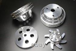 SBC Small Block Chevy 283 327 350 400 Aluminum Long Water Pump LWP Pulley Kit