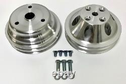 SBC Small Block Chevy 283 327 350 400 Aluminum Long Water Pump LWP Pulley Kit