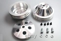 SBC Small Block Chevy 283 327 350 400 Aluminum Long Water Pump LWP Pulley Kit
