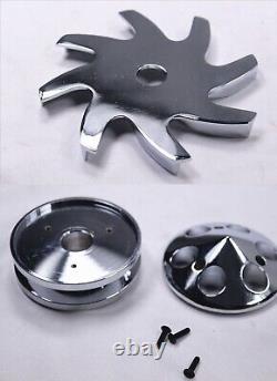 SBC Small Block Chevy 283 327 350 400 Aluminum Long Water Pump LWP Pulley Kit