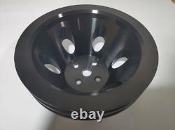 SBC Small Block Chevy 283 327 350 400 Black Alum Long Water Pump LWP Pulley Kit