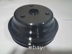 SBC Small Block Chevy 283 327 350 400 Black Alum Long Water Pump LWP Pulley Kit