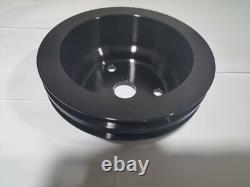 SBC Small Block Chevy 283 327 350 400 Black Alum Long Water Pump LWP Pulley Kit