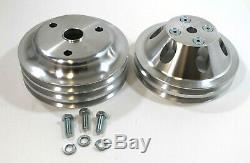SBC Small Block Chevy 2 and 3 Groove Aluminum Long Water Pump Pulley kit