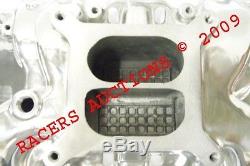 SBC Small Block Chevy 305 327 350 400 Polished Aluminum Intake Manifold Hi-Rise