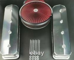 SBC Small Block Chevy 305-350 Center Bolt Aluminum Valve Cover & 14 Air Cleaner