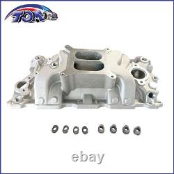 SBC Small Block Chevy 350 Dual Plane Satin Aluminum Intake Manifold 1955-95