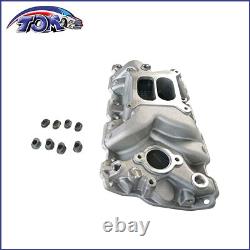 SBC Small Block Chevy 350 Dual Plane Satin Aluminum Intake Manifold 1955-95