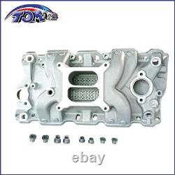 SBC Small Block Chevy 350 Dual Plane Satin Aluminum Intake Manifold 1955-95