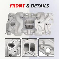 SBC Small Block Chevy 350 Dual Plane Satin Aluminum Intake Manifold 1955-95