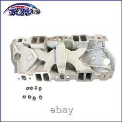 SBC Small Block Chevy 350 Dual Plane Satin Aluminum Intake Manifold 1955-95