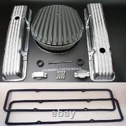 SBC Small Block Chevy 350 Tall Full Finned Polished Aluminum Engine Dress Up Kit